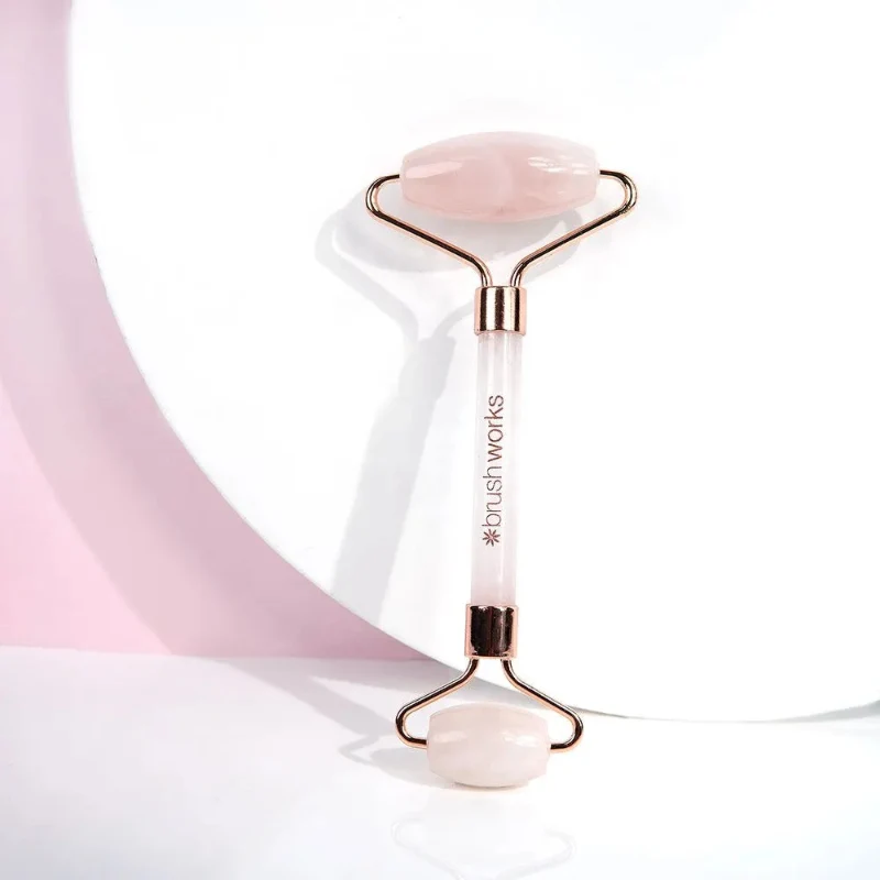 Set Rodillo Facial de Cuarzo Rosa y Gua Sha Brushworks