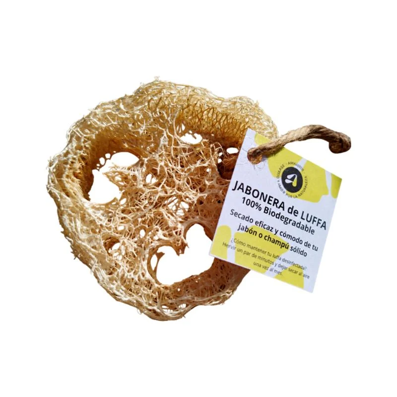Jabonera de Luffa Natural para Jabón y Champú Sólido