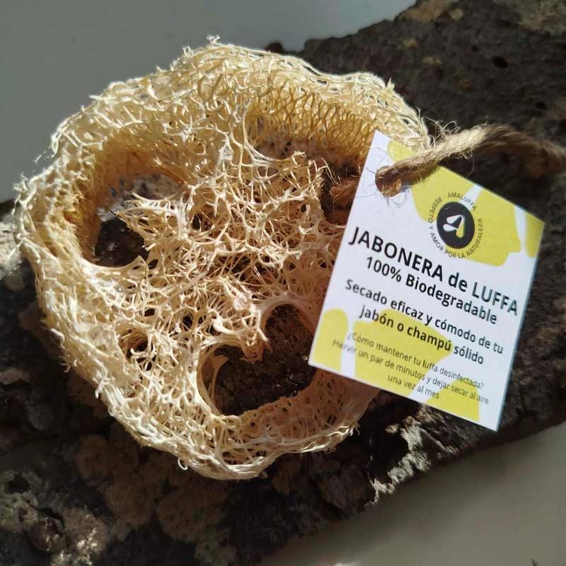 Jabonera de Luffa Natural para Jabón y Champú Sólido