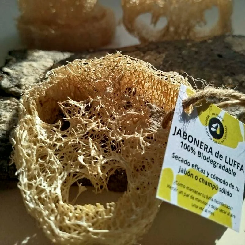 Jabonera de Luffa Natural para Jabón y Champú Sólido