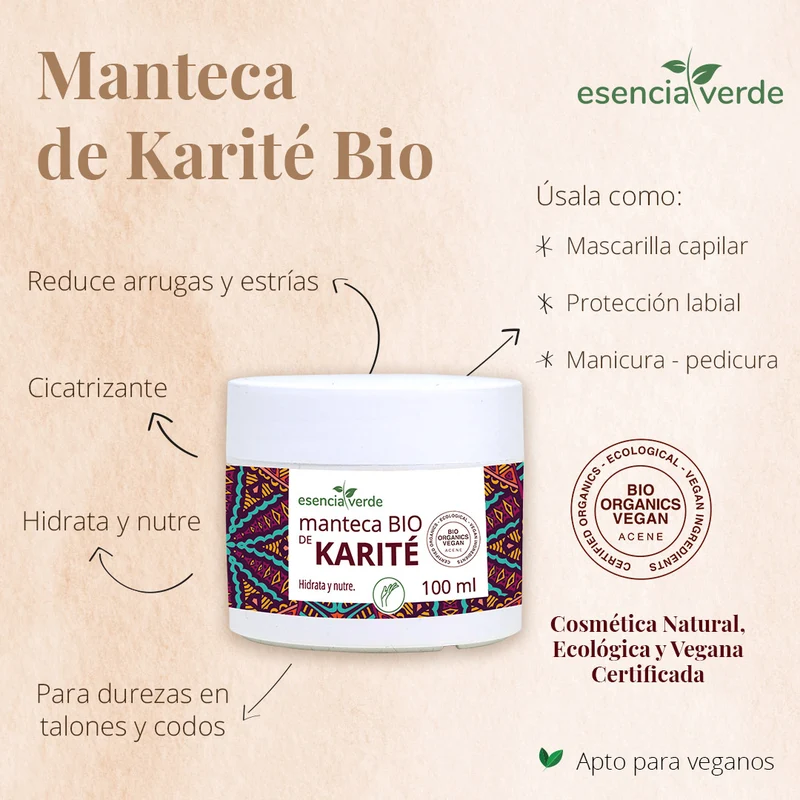 Manteca de Karité BIO - 100 ml. Esencia Verde