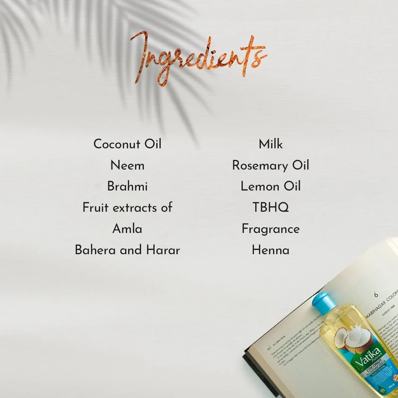 Dabur Vatika Aceite Capilar de Coco 200 ml - Nutrición intensa y brillo para todo tipo de cabello