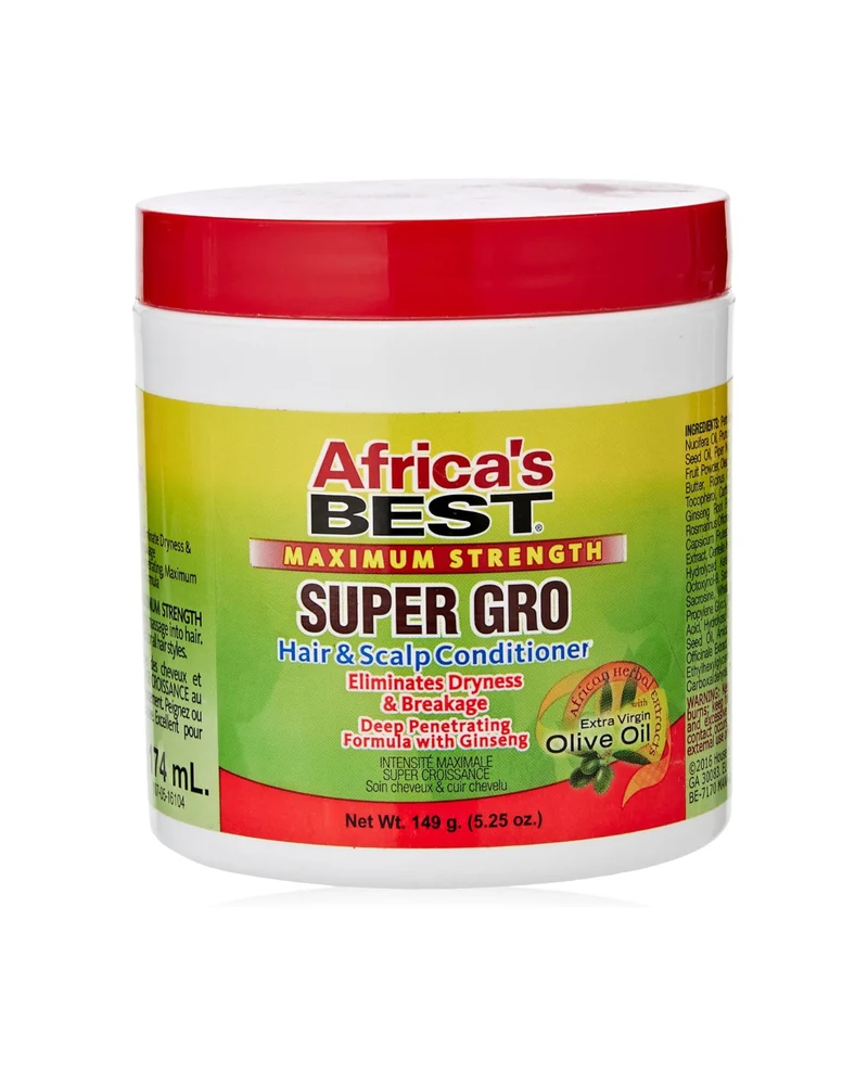 Africa’s Best Super Gro Max – ACEITE DE OLIVA Acondicionador Hair & Scalp (157,5 ml / 5.25 oz) | Nutrición intensa para cuero cabelludo y cabello, menos sequedad y rotura