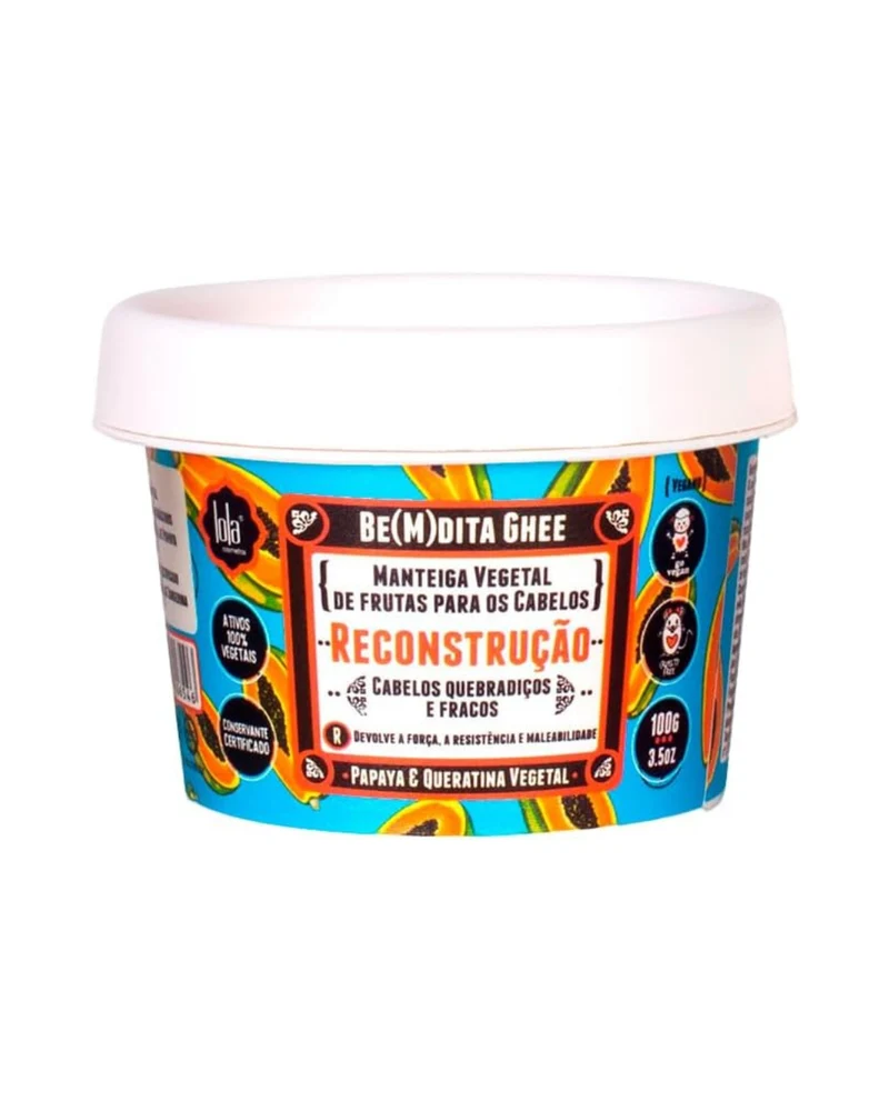 Lola Cosmetics Be(M)dita Ghee Reconstrucción Papaya & Queratina Vegetal (100 g) | Mascarilla reconstructora para fortalecer y reducir la rotura