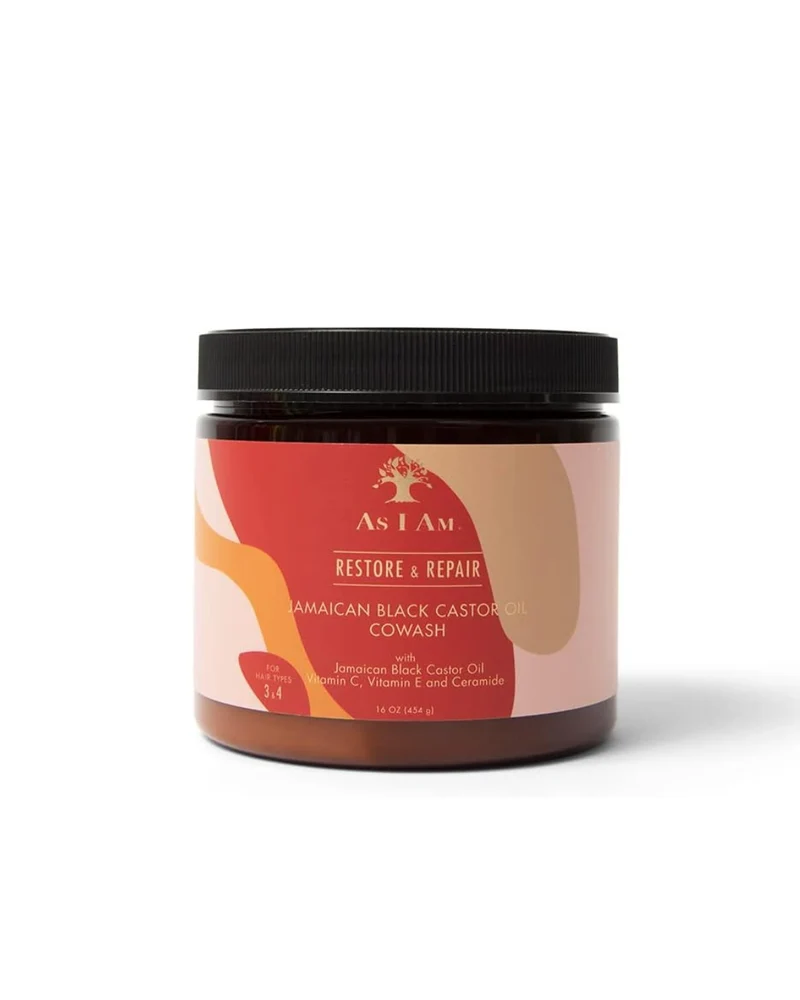 As I Am Restore & Repair Jamaican Black Castor Oil Co-Wash | Co-wash reparador con Vitaminas C y E para limpiar, desenredar e hidratar