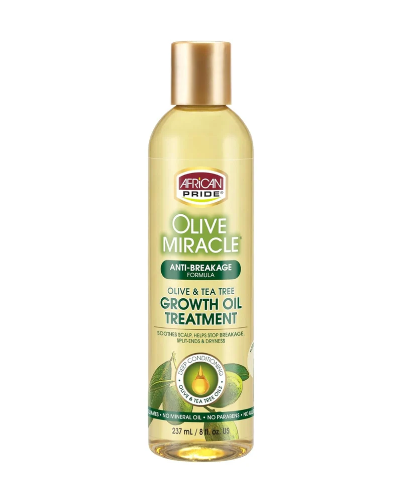African Pride Olive Miracle – Aceite de crecimiento (237 ml) - Nutrición intensa para cuero cabelludo, brillo y menos rotura