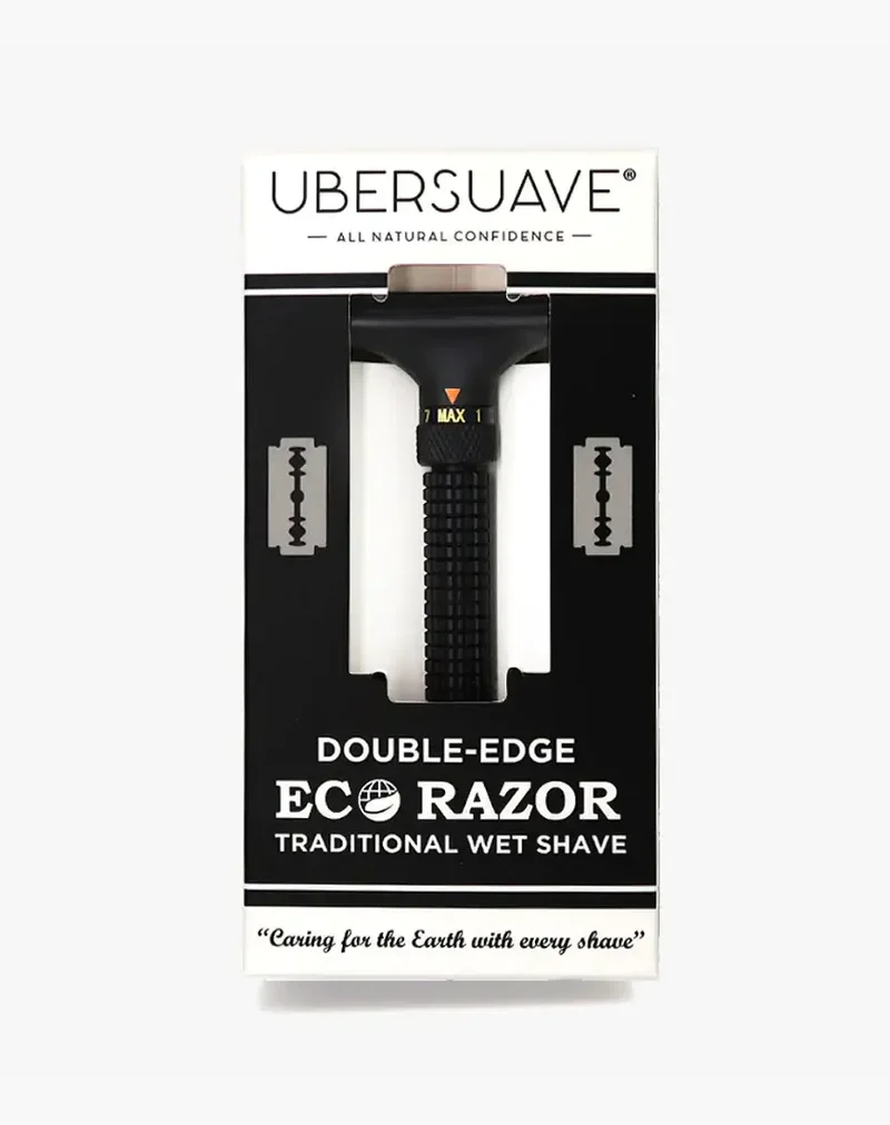 Ubersuave Eco-Razor 201B 可調式啞黑剃鬚刀Matte Black Adjustable Butterfly Open Double Edge Razor