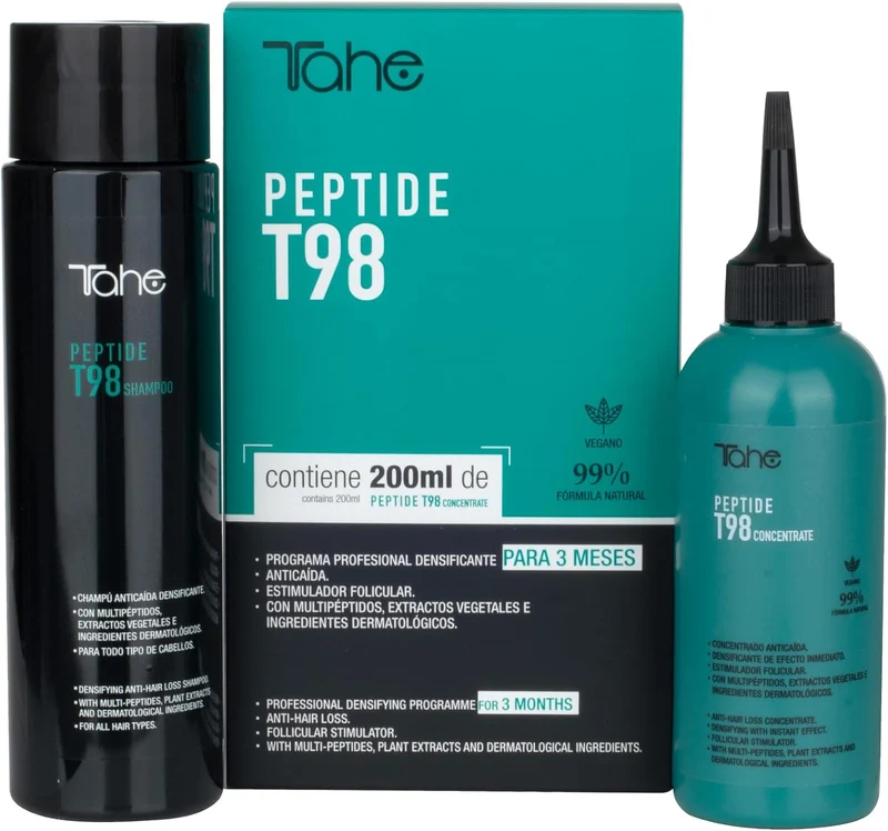 TAHE - Pack Peptide T98 Anticaída Concentrado 50 ml + Champú Repair 300 ml - Estimula el Folículo y el Crecimiento, Redensifica - Cabello Debilitado