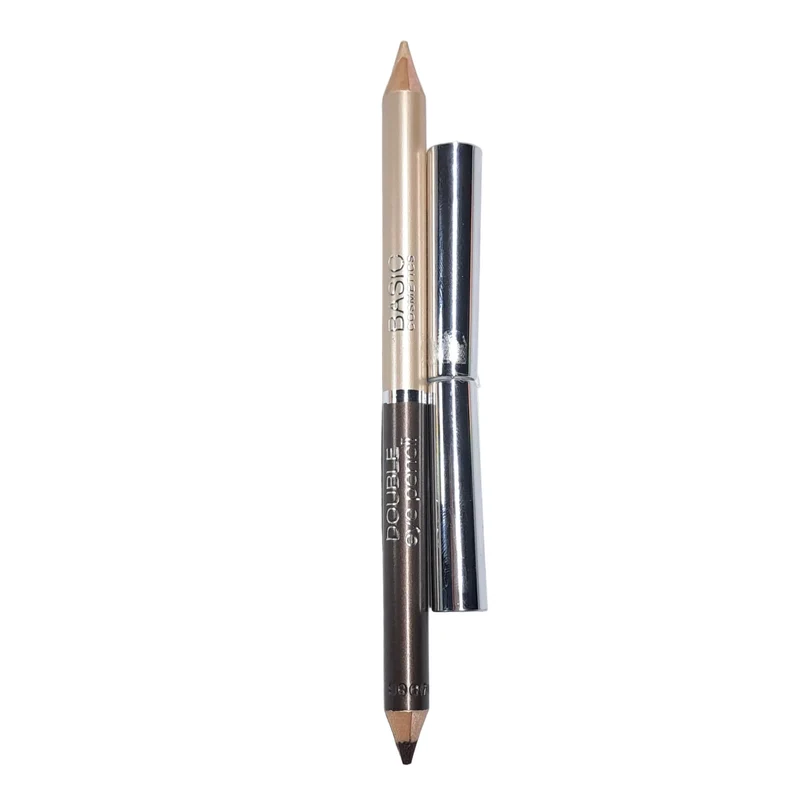 Doble Lápiz de ojos con iluminador - Double Eye Pencil Basic Cosmetic - Lápiz Marrón con Iluminador