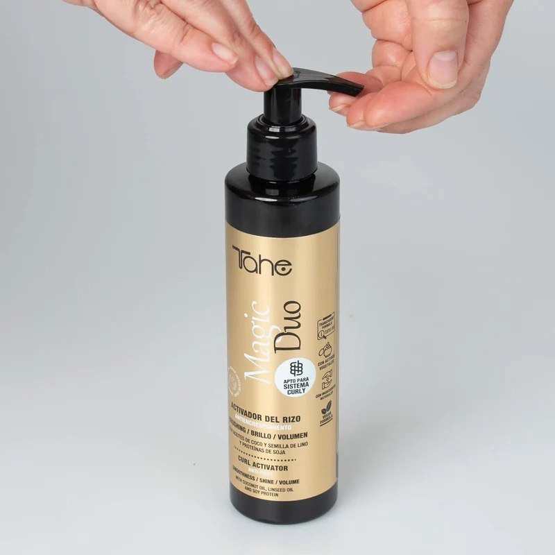 TAHE - Magic Duo Activador del Rizo y Alisador Antiencrespamiento 2en1 (200ml) - Rizo Definido con Difusor o Alisado 24h a Brushing - Método Curly