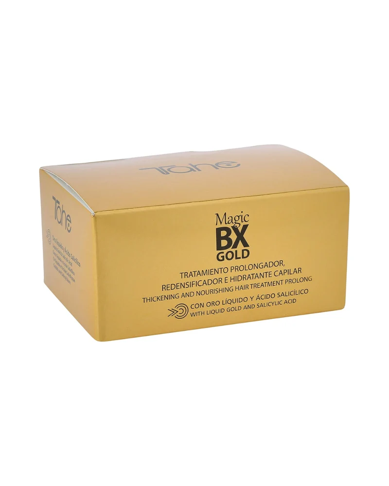 TAHE - Magic BX Gold Tratamiento Redensificador 5 Ampollas x 10ml - Rellena la Fibra Capilar, Aporta Densidad y Grosor - Cabello Fino y Debilitado