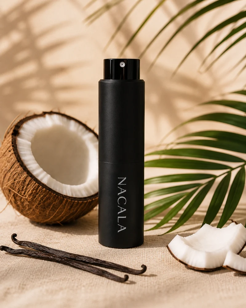 Ambientador NACALA - Coco (Spray, Coche o Mikado) - Aroma Cremoso a Coco, Monoi y Crema- Fragancia Tropical de Verano para Baño, Dormitorio y Spa