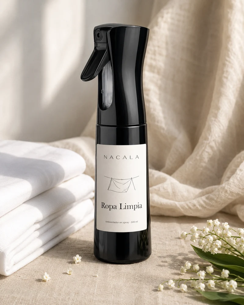 Ambientador NACALA - Ropa Limpia (Spray, Coche o Mikado) - Olor a Sábanas Recién Lavadas, Algodón y Almizcle - Fragancia para Armarios y Dormitorio