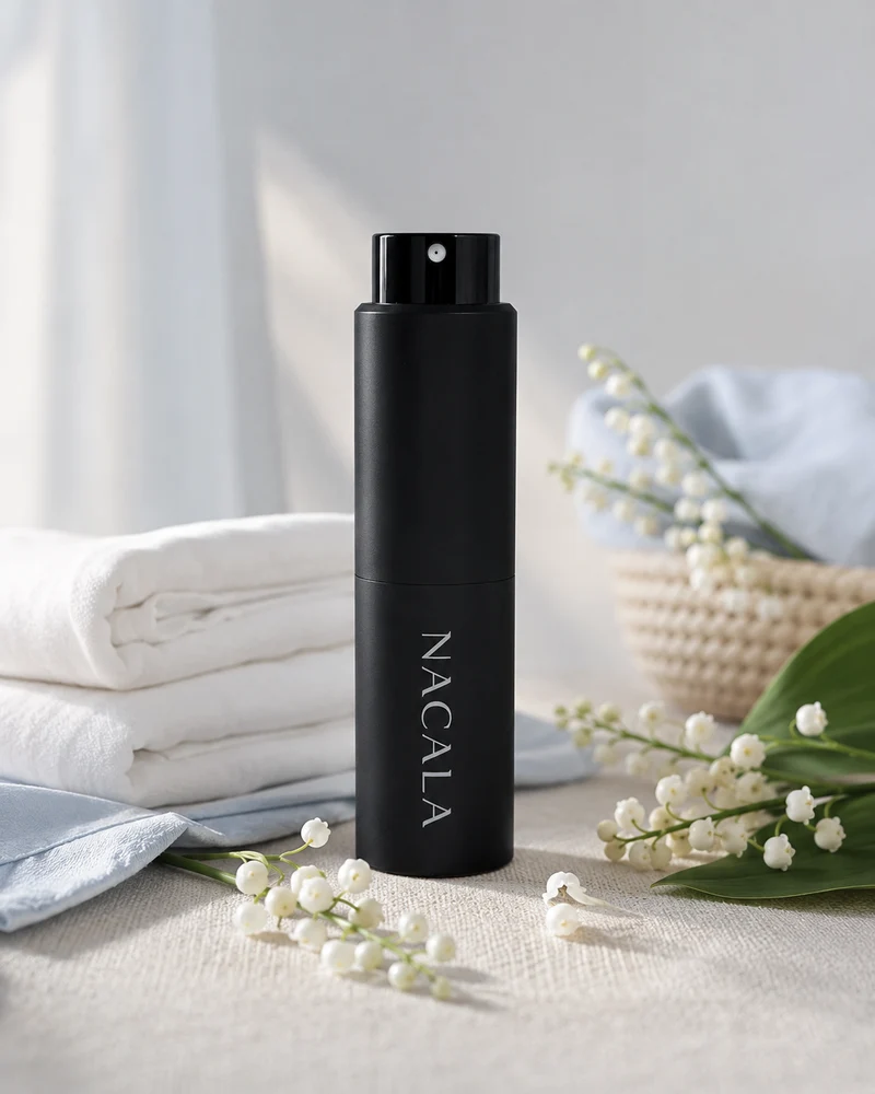 Ambientador NACALA - Ropa Limpia (Spray, Coche o Mikado) - Olor a Sábanas Recién Lavadas, Algodón y Almizcle - Fragancia para Armarios y Dormitorio