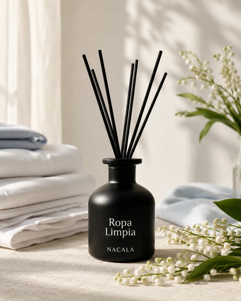 Ambientador NACALA - Ropa Limpia (Spray, Coche o Mikado) - Olor a Sábanas Recién Lavadas, Algodón y Almizcle - Fragancia para Armarios y Dormitorio