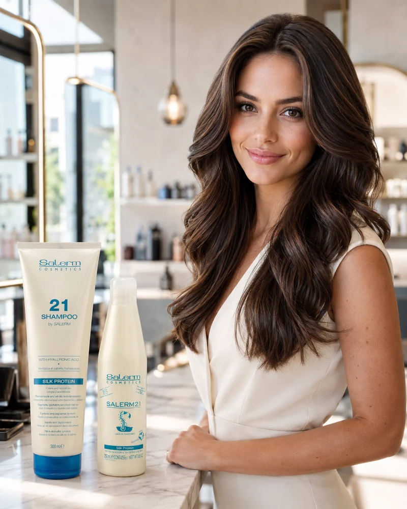 SALERM 21 - Pack Champú Ácido Hialurónico 300ml y Acondicionador sin Aclarado Silk Protein 250ml - Rutina Hidratante Reparadora Cabello Seco y Dañado