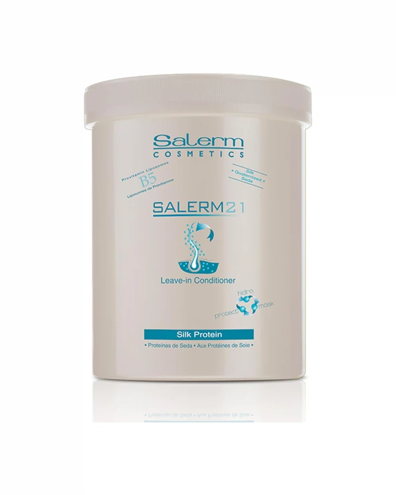 SALERM 21 - Silk Protein Acondicionador sin Aclarado con Proteína de Seda y Provitamina B5 1000 ml - Desenreda y Repara - Protege del Sol y el Cloro