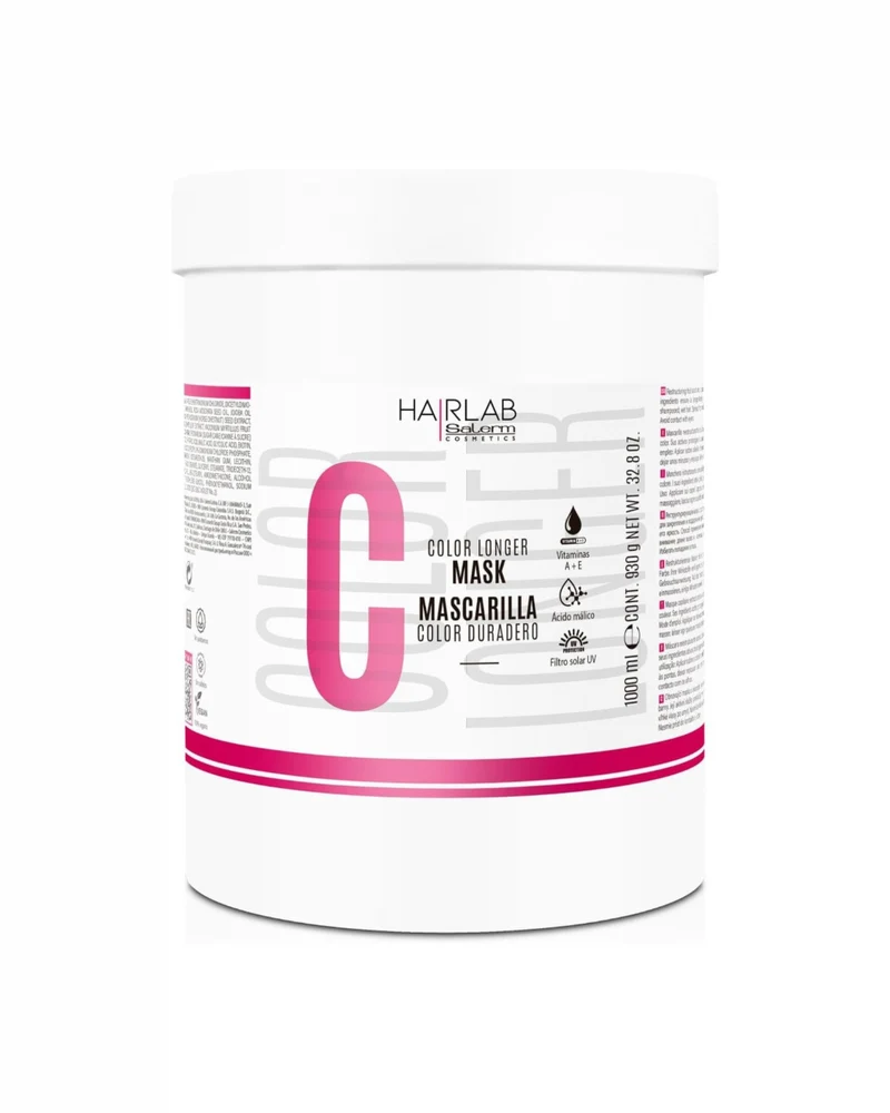 SALERM - Mascarilla Pelo Teñido, Decolorado o con Canas - Color Duradero Hair Lab 1000ml - Vitaminas A y E - Sella y Mantiene el Color Sin Sulfatos