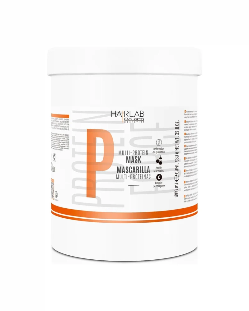 SALERM - Hair Lab Multi-Proteínas Mascarilla Fortalecedora con Queratina 1000 ml - Rellena el Cabello Dañado y Da Cuerpo a la Melena - Sin Parabenos