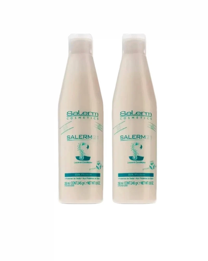 SALERM 21 - Silk Protein Acondicionador sin Aclarado con Proteína de Seda y Provitamina B5 250ml (Pack 2) - Desenreda y Repara - Protege del Sol