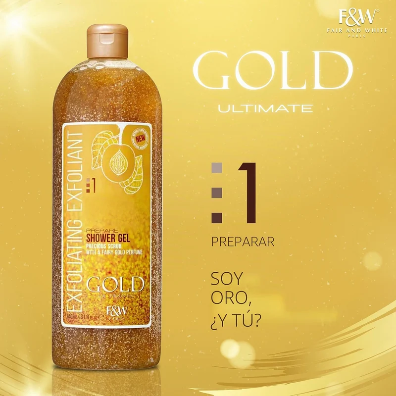 Fair & White Paris Gold Ultimate Gel de Ducha Exfoliante - Limpieza renovadora y piel más suave