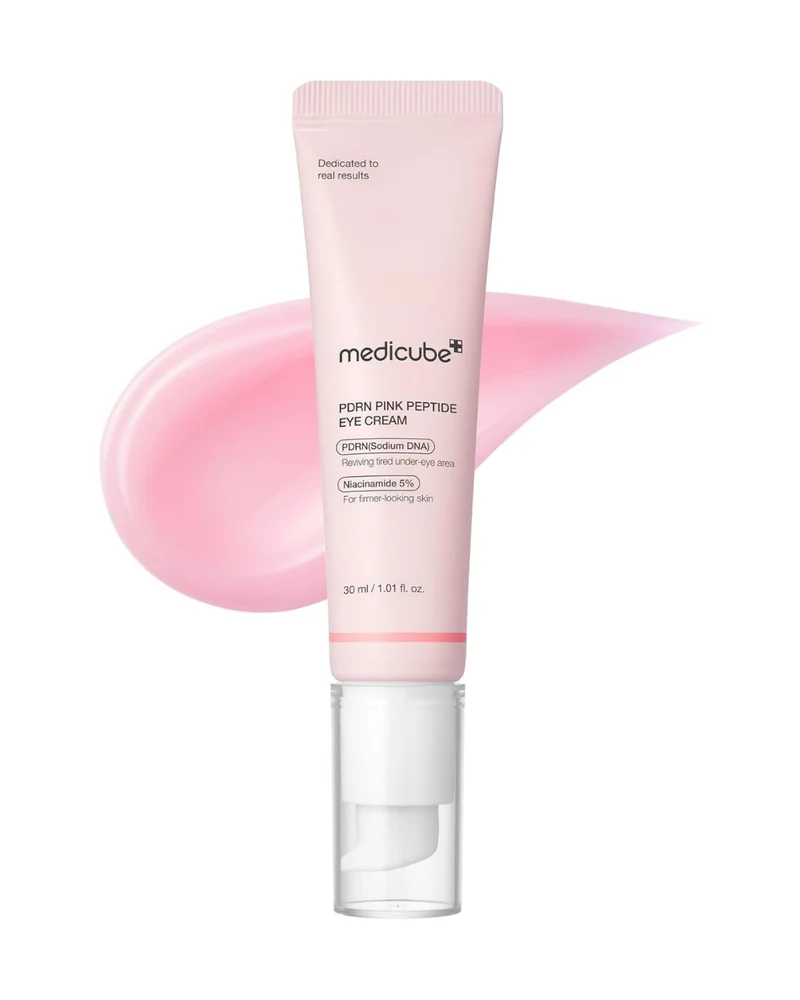 Medicube Salmon DNA PDRN Pink Peptide Eye Serum 30 ml - Sérum contorno de ojos con niacinamida y retinol para líneas finas y tono desigual