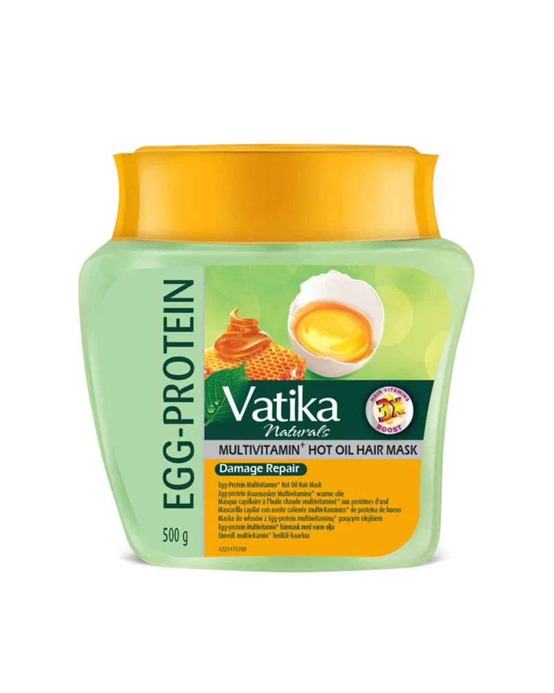 Dabur - Vatika Naturals Egg Protein Hair Mask Multivitamin 500 g - Mascarilla capilar nutritiva con proteínas para fortalecer y revitalizar el cabello