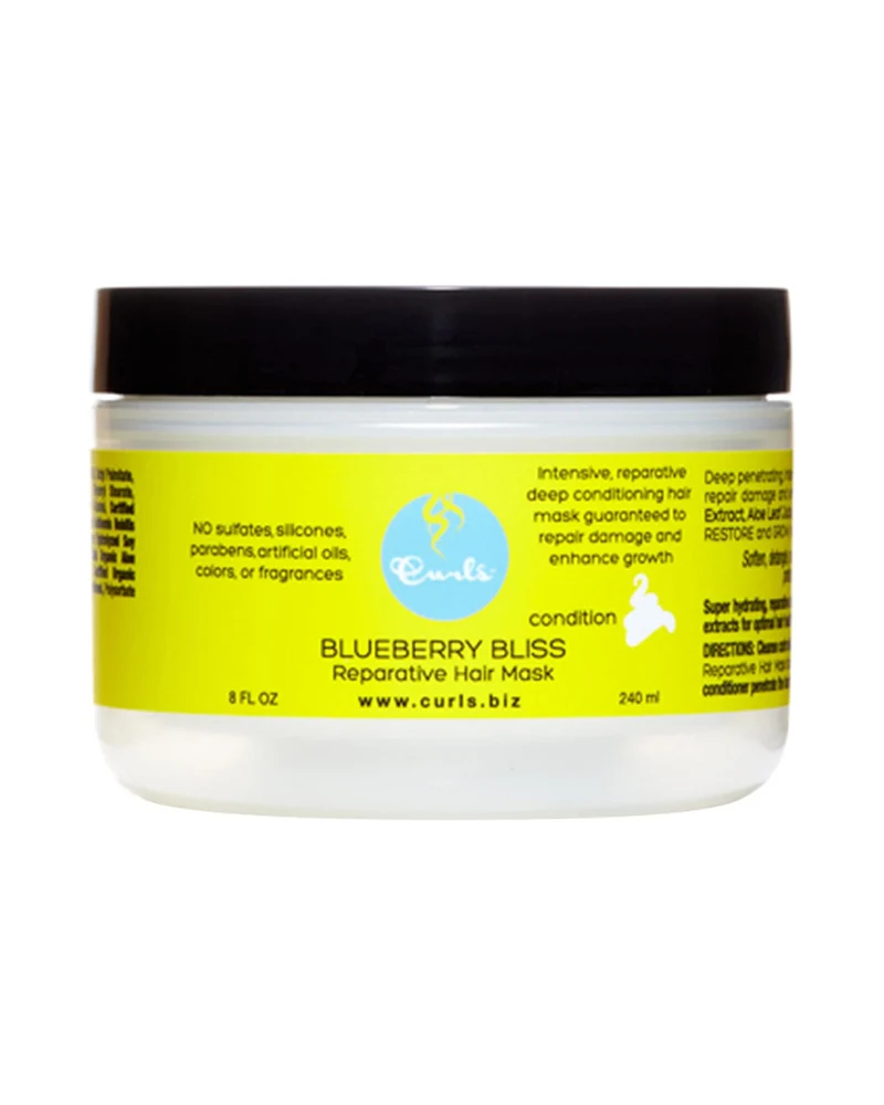 CURLS - Blueberry Bliss Reparative Hair Mask Mascarilla con Arándano, Manzanilla y Proteína de Soja 240 ml - Repara y Reduce la Rotura - Rizado y Afro