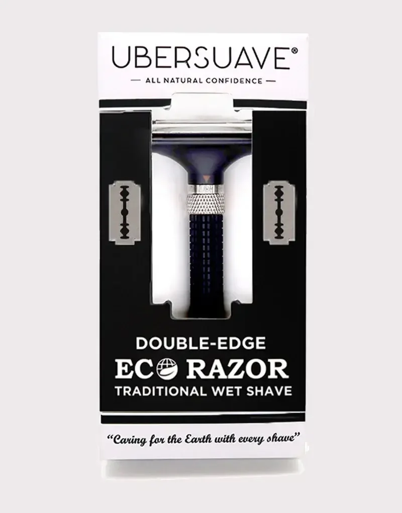 Eco-Razor可調式啞光銀剃鬚刀301G蝴蝶開放式雙刃剃鬚刀