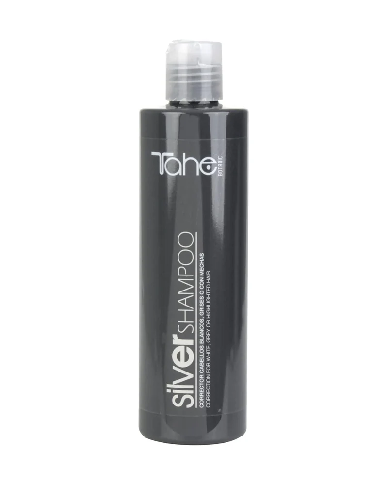 TAHE - Silver Champú Corrector del Tono para Cabellos Blancos, Grises, Rubios o con Mechas 300 y 1000 ml - Matizador Antiamarillo