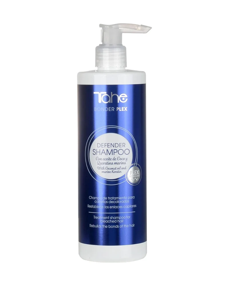 TAHE - Bonder Plex Champú Defender Decolorados con Aceite de Coco y Queratina Marina 400ml - Matizador Antiamarillo y Reconstructor de Enlaces