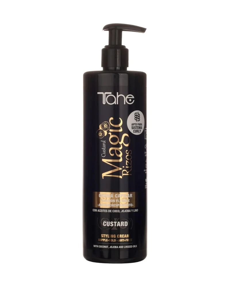 TAHE - Magic Rizos Custard Crema Fijación Fuerte Método Curly 300 y 500 ml - Define y Controla el Frizz sin Apelmazar - Sin Siliconas y Vegano