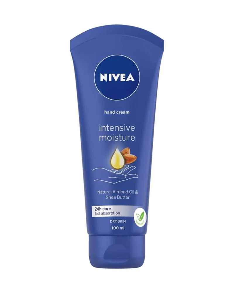 NIVEA Crema de Manos Hidratante Intensiva – Aceite de Almendras y Manteca de Karité (100 ml) | Hidratación 24 h y protección para manos secas