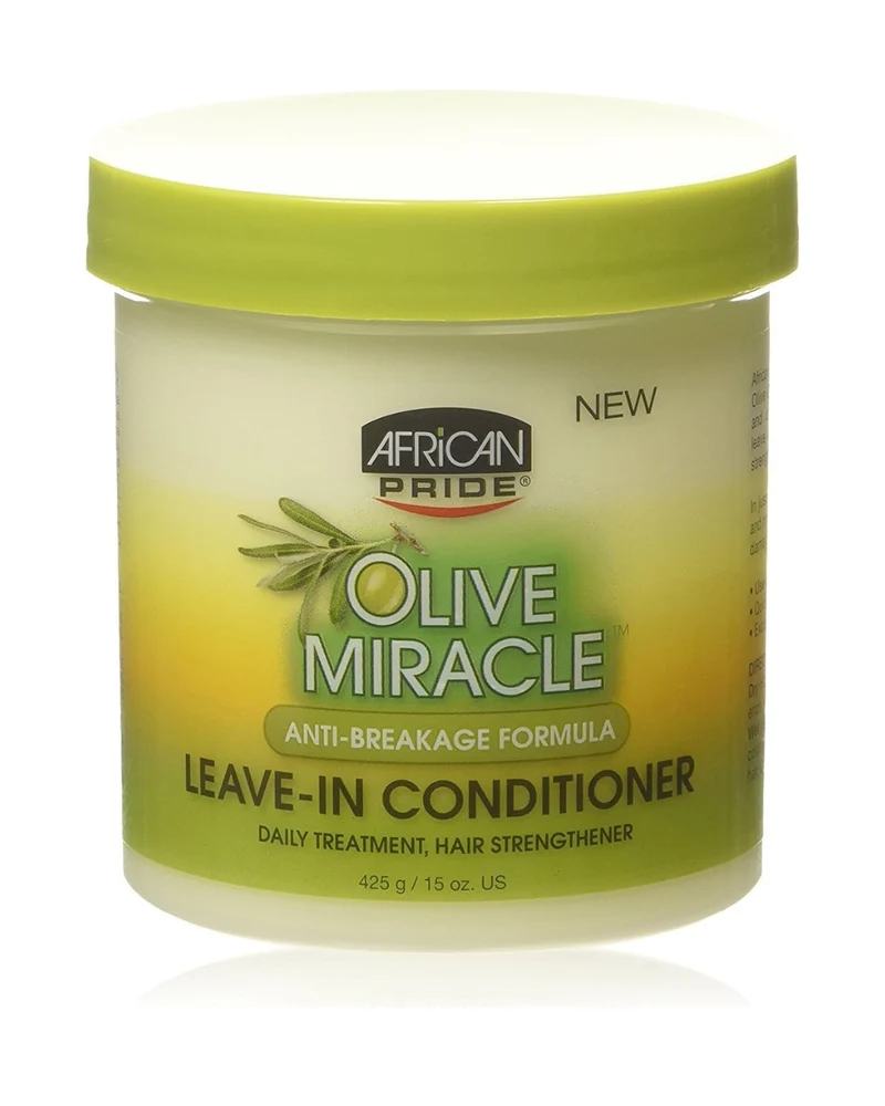 African Pride Olive Miracle Leave‑In Conditioner – Tratamiento Sin Aclarado 15 oz / 425 g