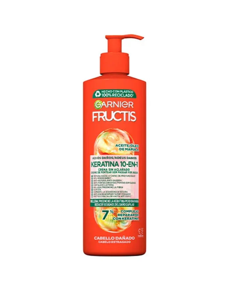 Garnier Fructis Goodbye Damage 10 en 1 – Leave-In sin aclarado para cabello dañado (400 ml) | Reparación y protección diaria en un solo paso