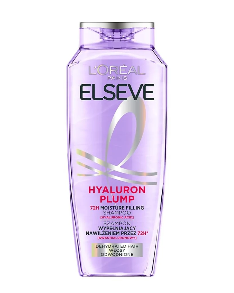 L’Oréal Paris Elseve Hyaluron Plump – Champú hidratante con ácido hialurónico (400 ml) | Hidratación ligera, brillo y cabello con más cuerpo