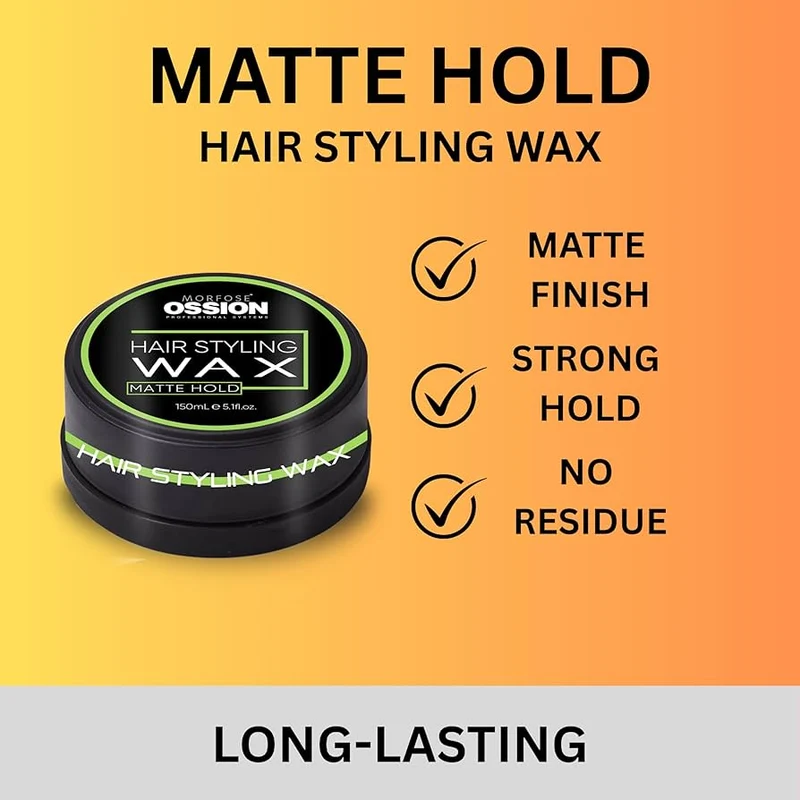 Morfose Ossion Premium Barber Line – Hair Styling Wax Matte Hold (150 ml) | Fijación fuerte y acabado mate profesional