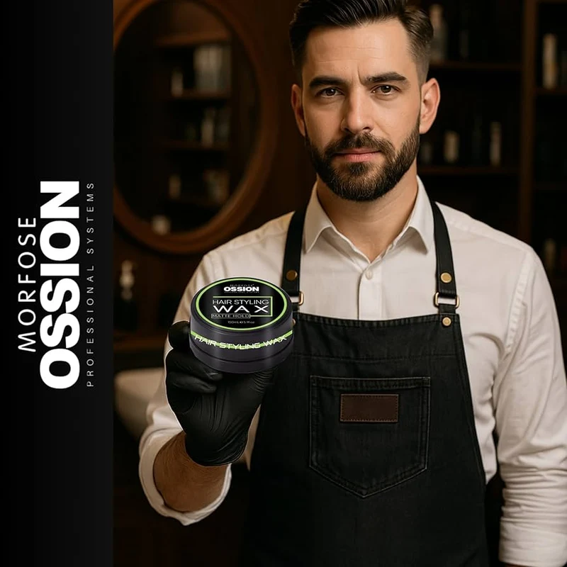 Morfose Ossion Premium Barber Line – Hair Styling Wax Matte Hold (150 ml) | Fijación fuerte y acabado mate profesional