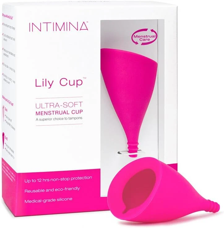 INTIMINA - Lily Cup Copa Menstrual Talla A y B - Se Enrolla tan Fina como un Tampón y Fácil de Poner - Silicona Médica, 10 Horas de Protección
