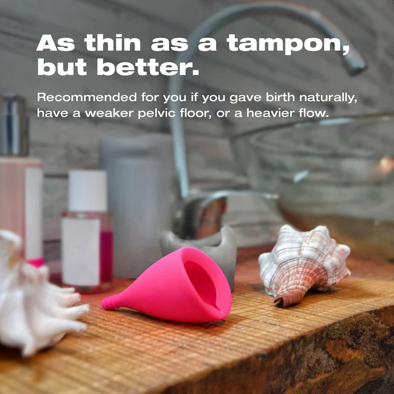 INTIMINA - Lily Cup Copa Menstrual Talla A y B - Se Enrolla tan Fina como un Tampón y Fácil de Poner - Silicona Médica, 10 Horas de Protección