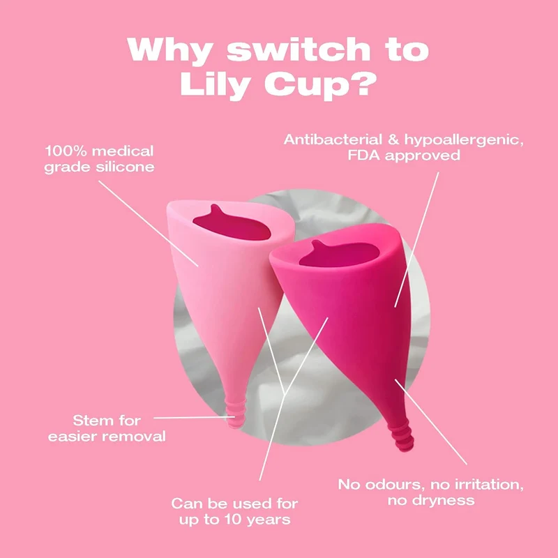 INTIMINA - Lily Cup Copa Menstrual Talla A y B - Se Enrolla tan Fina como un Tampón y Fácil de Poner - Silicona Médica, 10 Horas de Protección