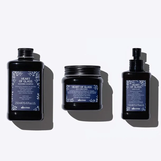 Pack Heart Of Glass Esencial Davines — Champú + Acondicionador + Sheer Glaze