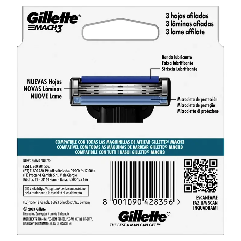 Gillette Mach3 Recambio Hombre, 6 Recambios