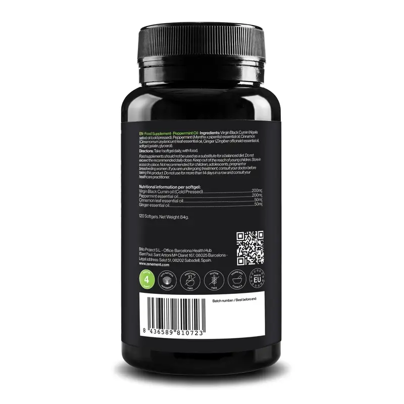 Zenement Aceite De Menta Piperita, 120 cápsulas blandas