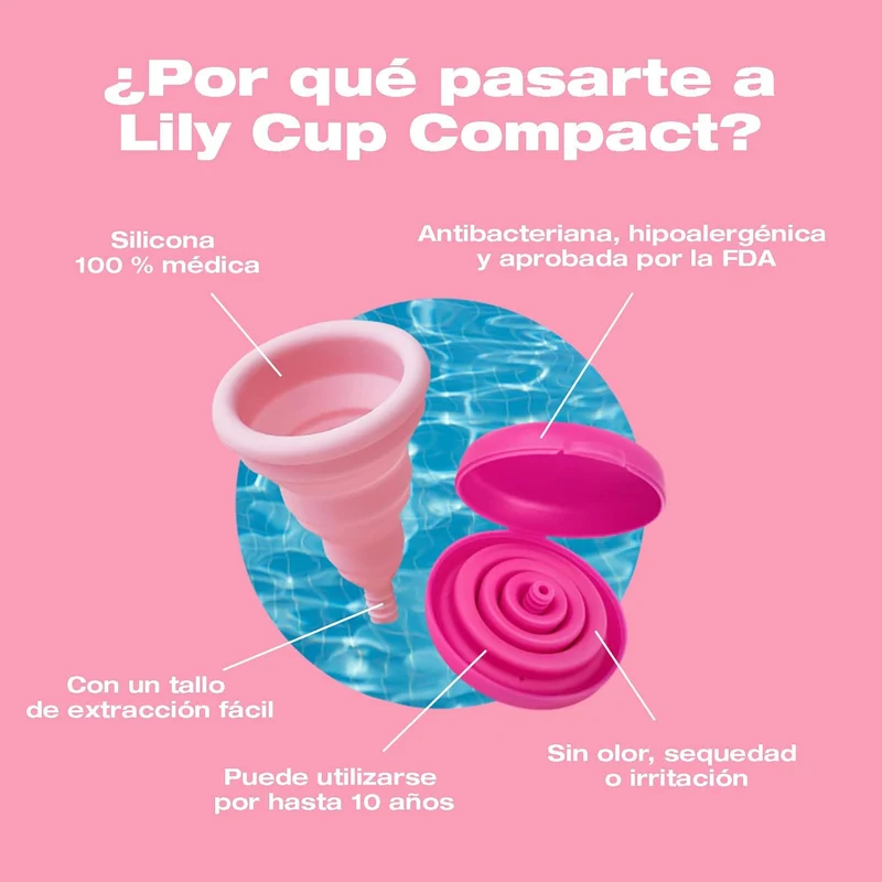 INTIMINA - Lily Cup Compact Copa Menstrual Plegable Talla A y B - Se Pliega y Cabe en su Estuche, Ideal para Viajar - 10 Horas, Silicona Médica