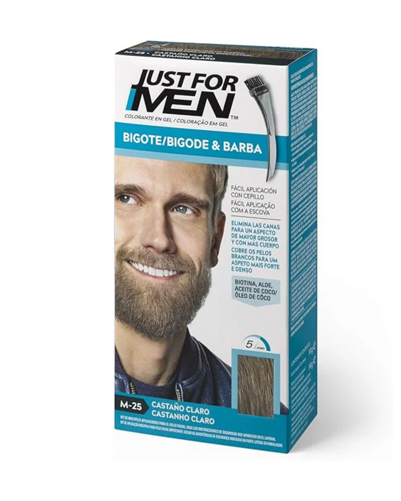 Just For Men Colorante en Gel para Barba y Bigote – Tono Castaño Claro M-25