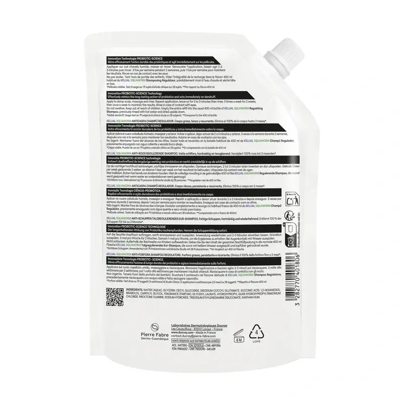 Ducray Kelual Squanorm Ch C Grasa Eco Recarga, 400 ml