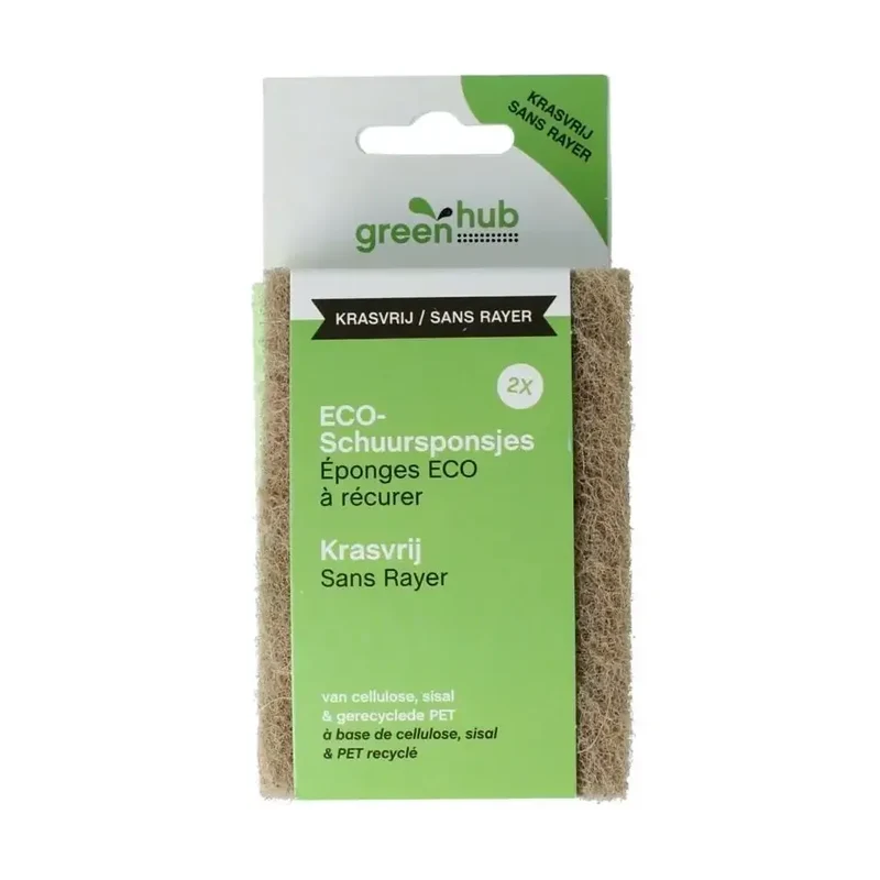 Greenhub Schuursponsjes eco krasvrij 2 stuks