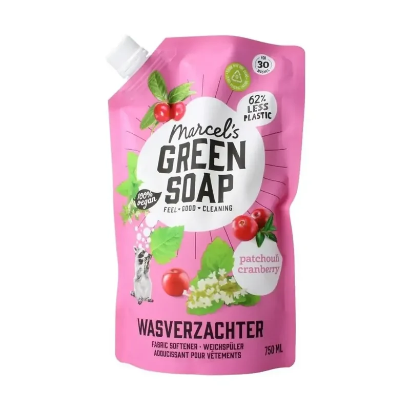 Marcels Green Soap Wasverzachter patchouli & cranberry navulling 750 ml