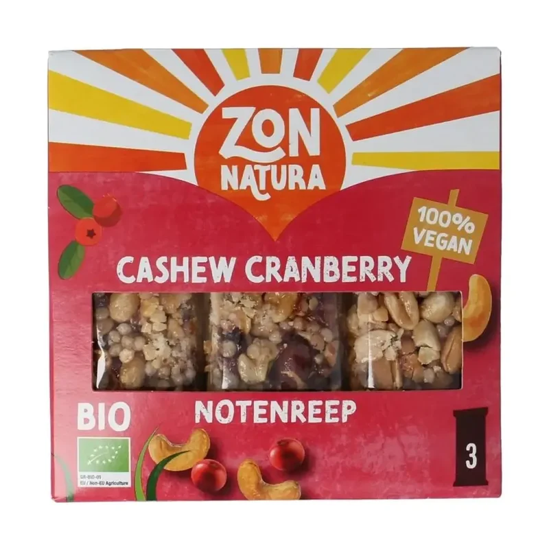 Zonnatura Notenreep cashew cranberry 75 gram